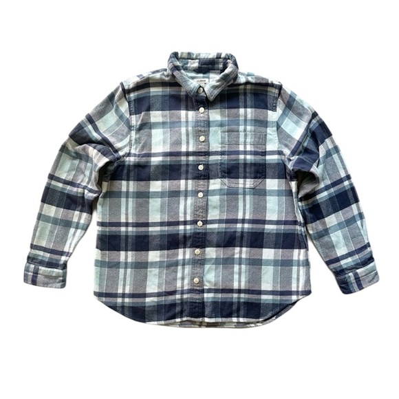 L.L. Bean Plaid Button Down Flannel Long Sleeve Shacket‎ Size S Petite - Picture 1 of 6